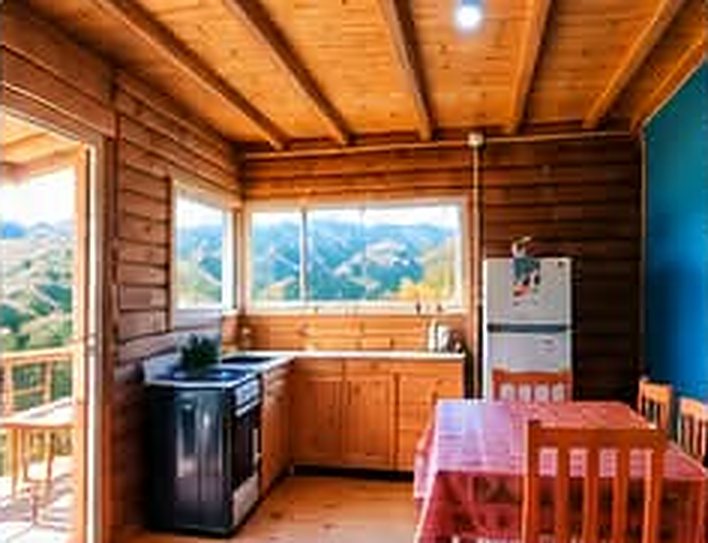 Cocina y comedor con vista, Refugio del Atardecer